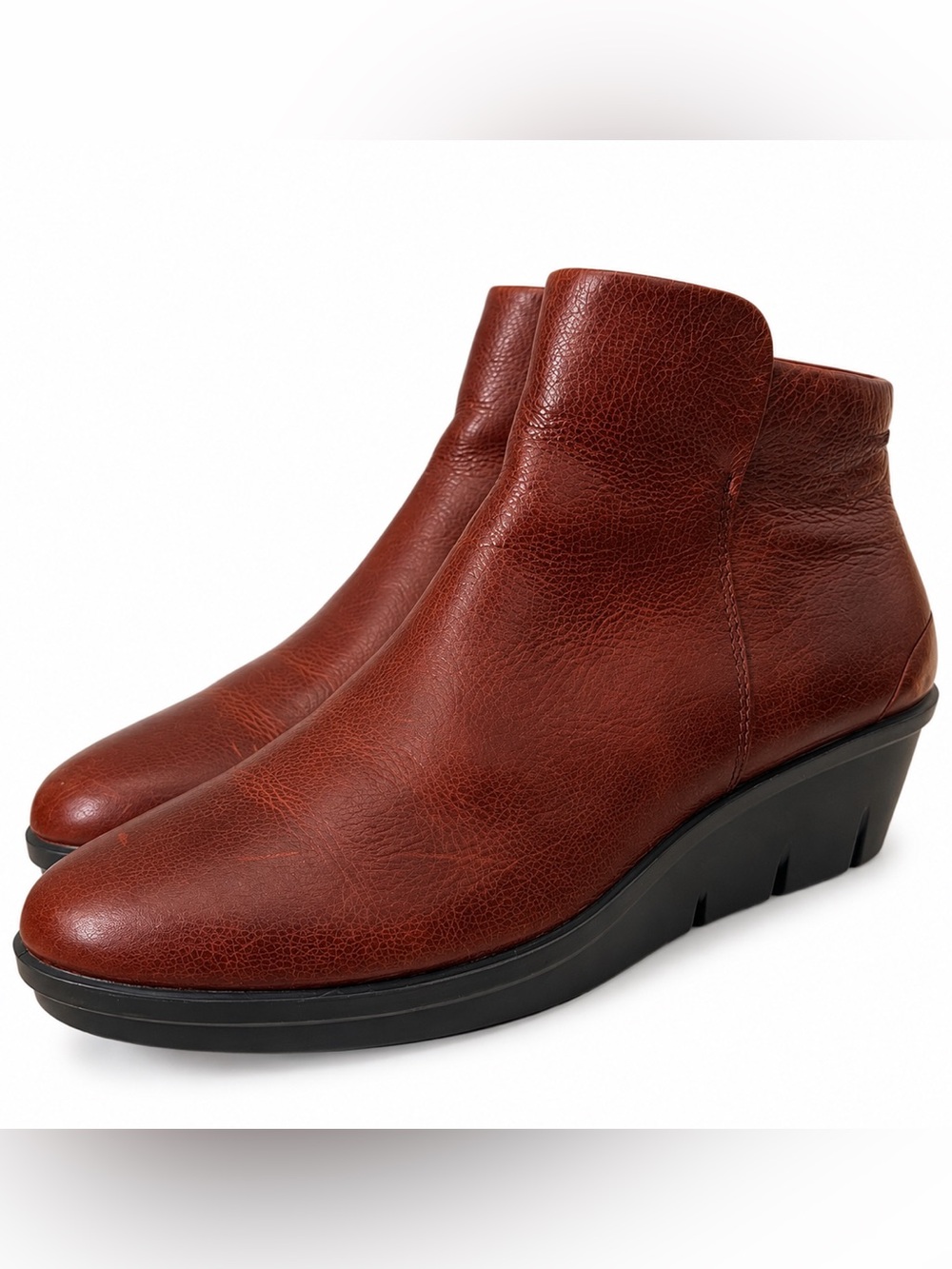 ECCO Skyler Brown Leather Wedge Ankle Boots EU 37 US 6